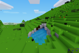 A little lake spawned on a hill