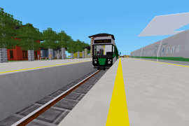 Tieless tracks being used at a station.