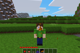 Shows a half-eaten loaf of bread infront of the player's face, in Minetest Game