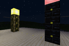 Lighting pillar with mese core embedded in the floor and the pillar