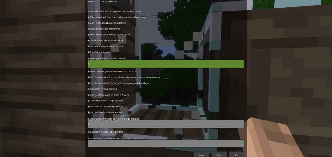 World Settings screenshot