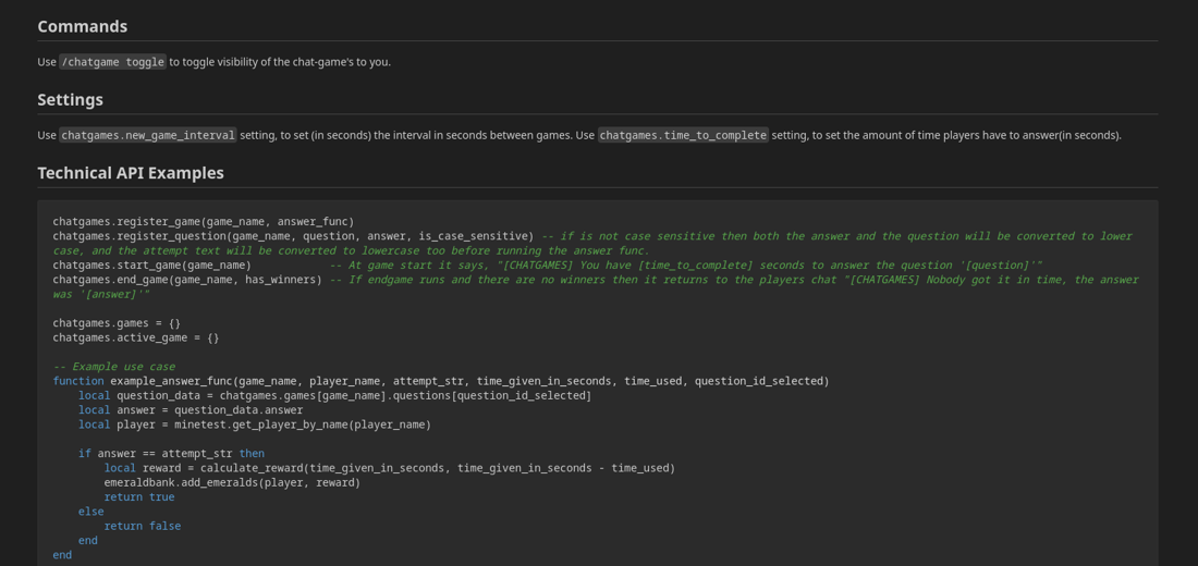 Chat Games API screenshot